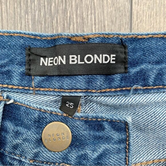 Free People Neon Blonde Siren High Rise Tapered Jeans Straight leg Distressed - Picture 8 of 13